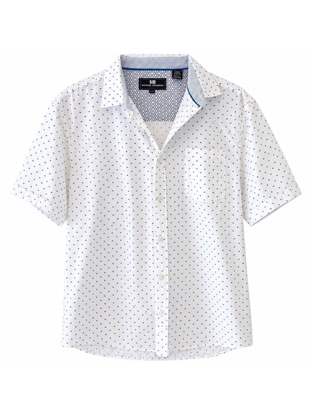 Michael Brandon Men's White Short Sleeve Button-Up Shirt -Size Large